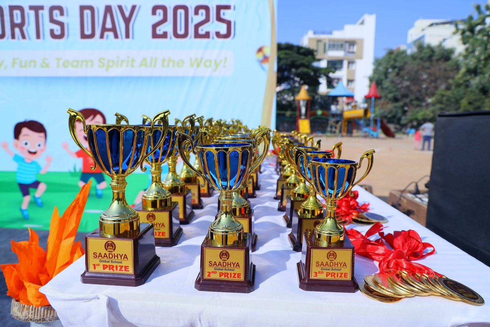 Saadhya Global School sports day event in Miyapur - students participating in athletic activities